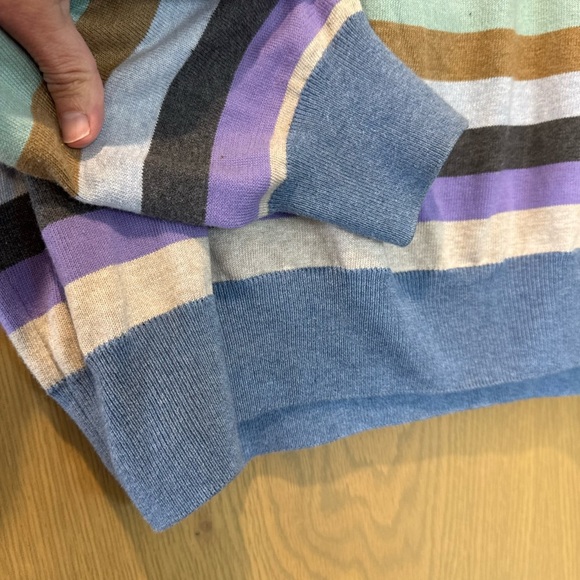 Peter Millar Multicolor Striped Quarterzip Cotton High Neck Sweater Italy XLG - Picture 5 of 6